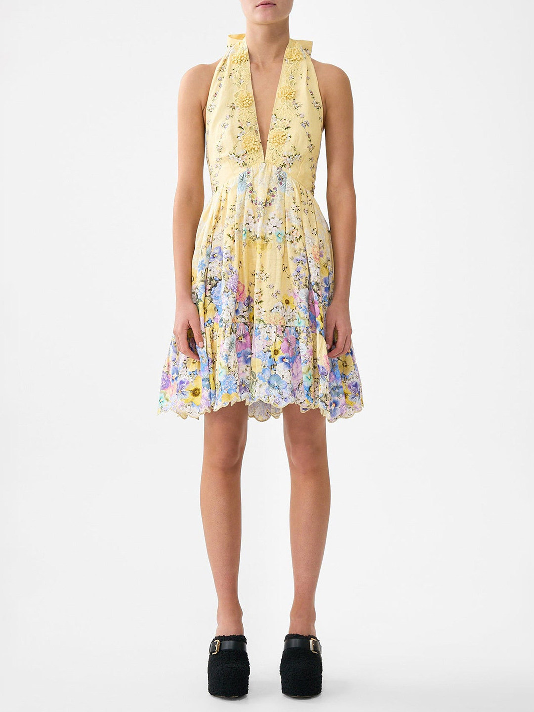Embroidery Yellow Dress - Летнее платье в стиле отпуска с